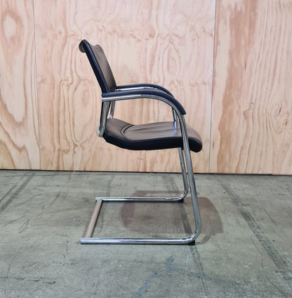 Wilkhahn Modus 277/71 Sled Base Black Leather Chair