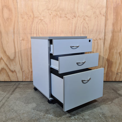 Grey Pedestal with Silver Handles