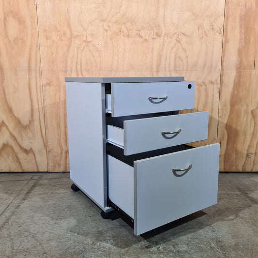 Grey Pedestal with Silver Handles