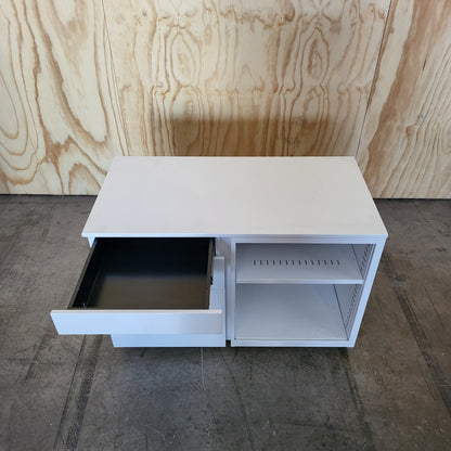 Open Caddy Pedestal in White (Right Shelving)