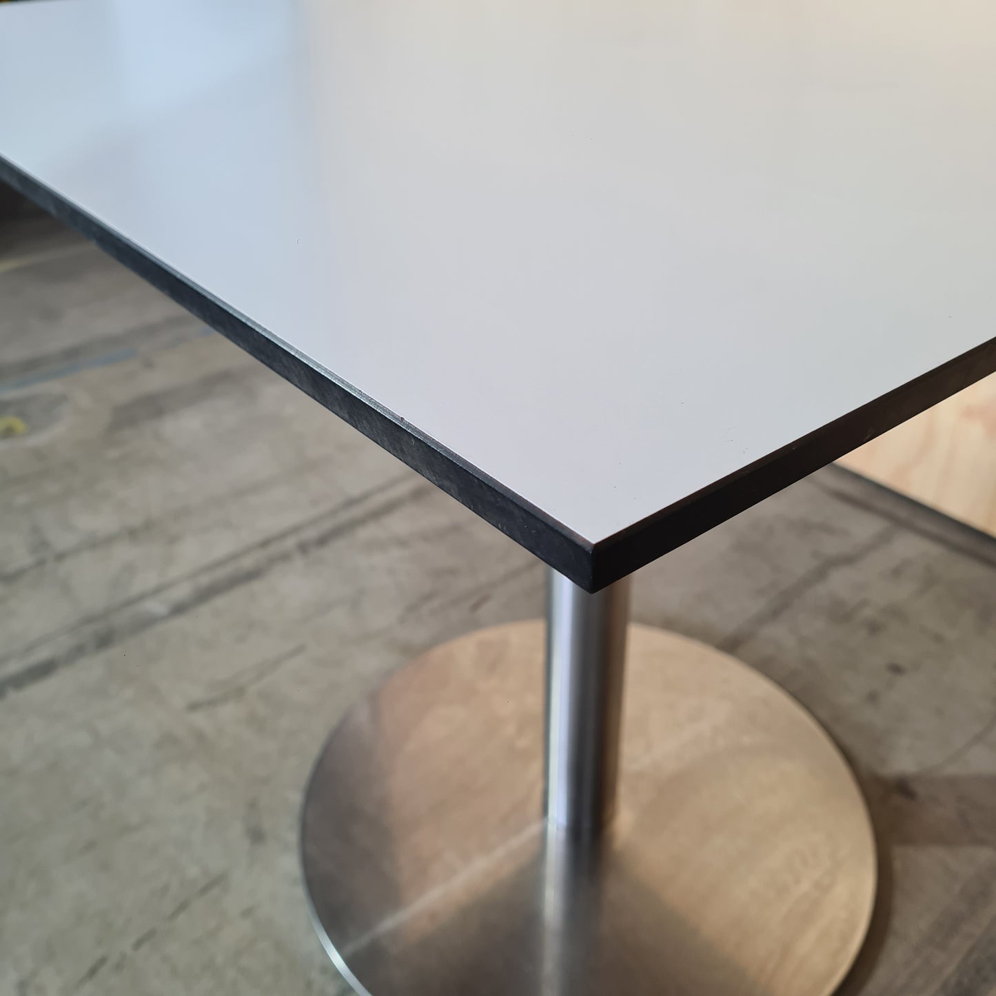 Medium Square Cafe Table in White with Chrome Base