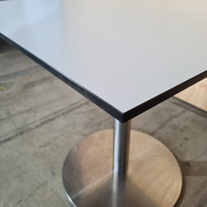 Medium Square Cafe Table in White with Chrome Base