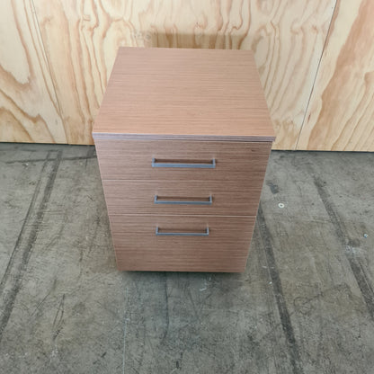 Wood Laminate 3 Drawer Pedestal with chrome handles