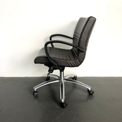 Cofemo 'Boss Low Back' Brown Leather Office Chair on chrome wheels