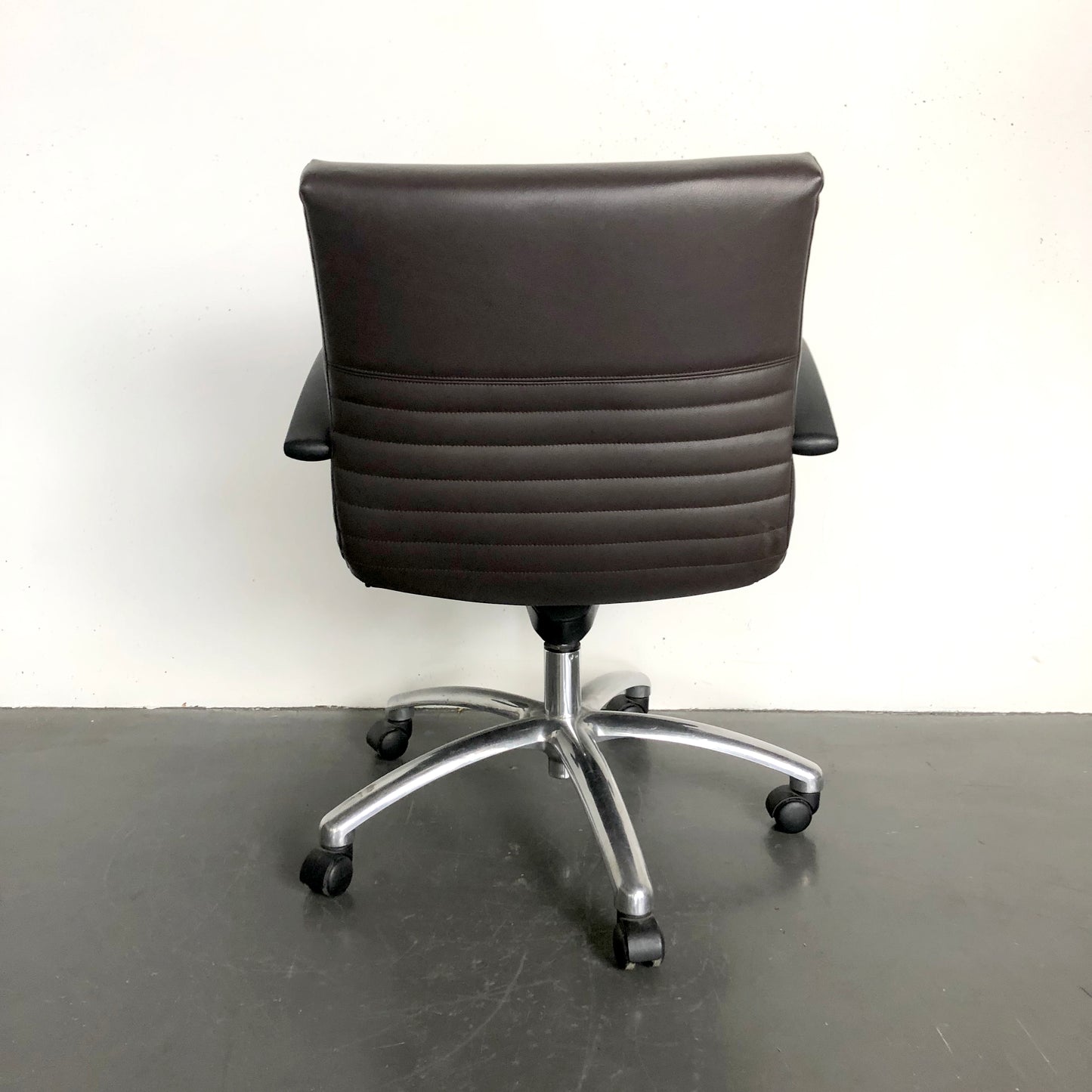 Cofemo 'Boss Low Back' Brown Leather Office Chair on chrome wheels