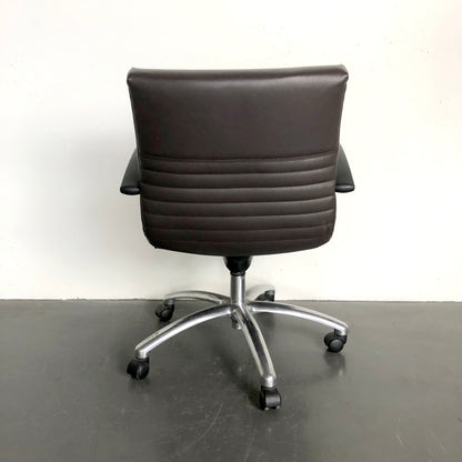 Cofemo 'Boss Low Back' Brown Leather Office Chair on chrome wheels
