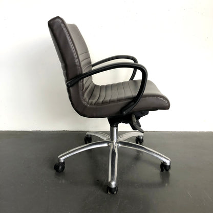 Cofemo 'Boss Low Back' Brown Leather Office Chair on chrome wheels