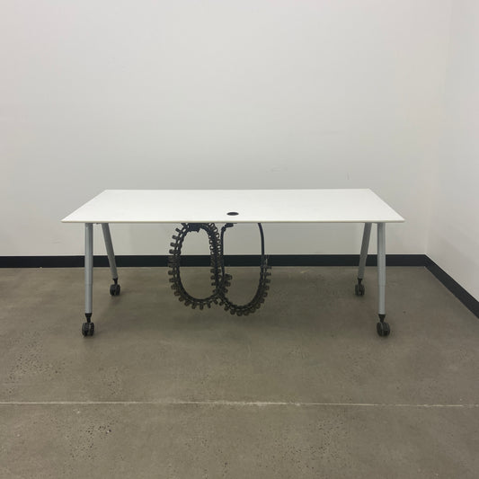 White Desk on Wheels