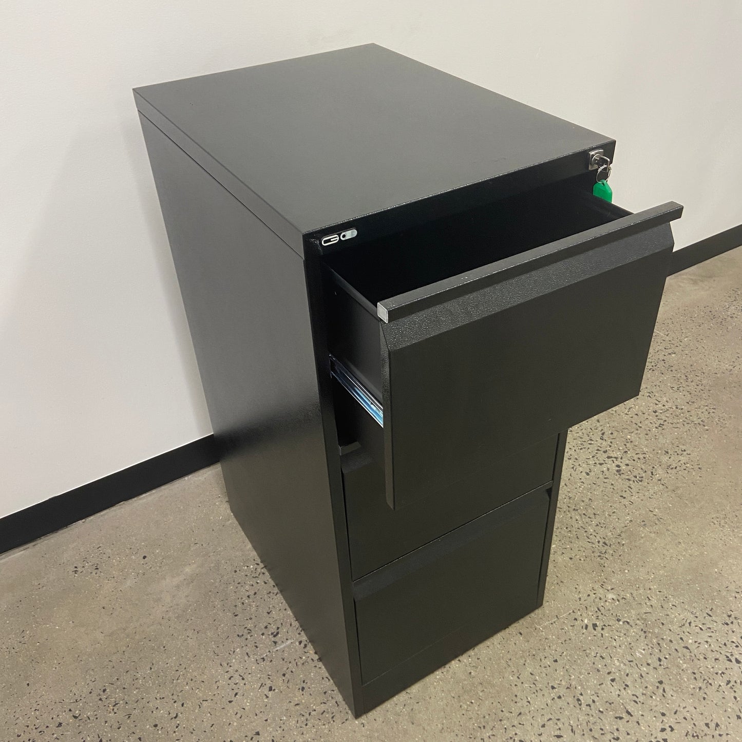 Go Steel Heavy Duty 3 Drawer Cabinet Black
