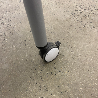 White Curved End Desk on Wheels